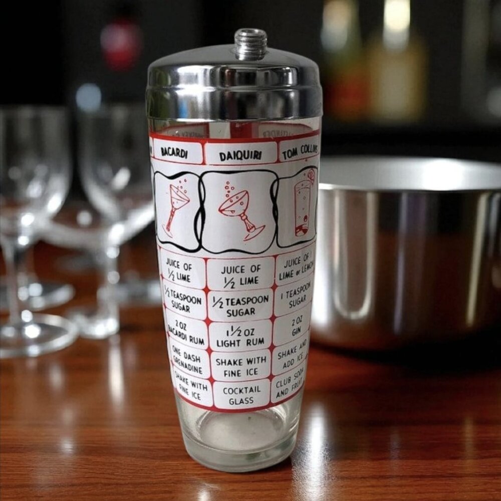 Classic Vintage Cocktail Mixer/Shaker w/ Recipes - 1950's